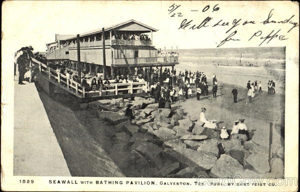 Seawall With Bathing Pavilion Galveston Texas