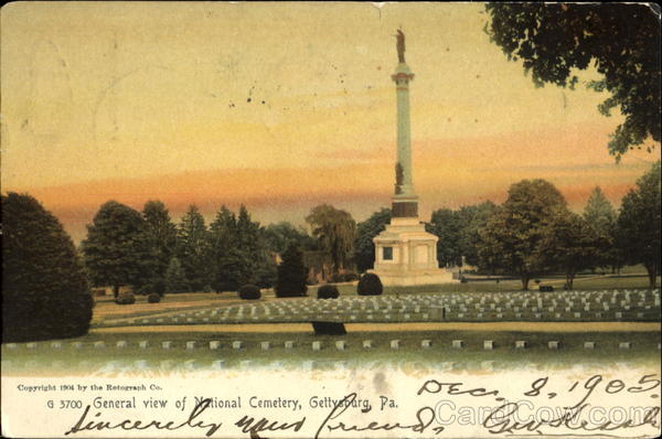 General View Of National Cemetery Gettysburg Pennsylvania