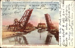 Jack Knife Bridge Over Chicago River Illinois Postcard Postcard