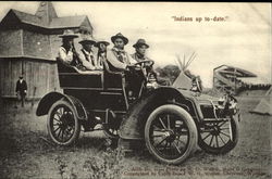 Indians in Old Car "Indians Up To Date" Postcard