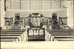 Interior Of First Congregational Church Old Lyme, CT Postcard Postcard