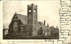 First Congregational Church Sheldon, IA Postcard Postcard