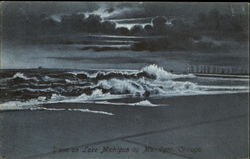 Scene On Lake Michigan By Moonlight Chicago, IL Postcard Postcard