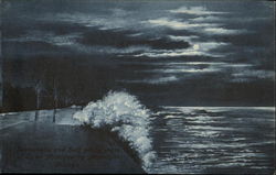 Promenade and Surf lake Michigan by Moonlight Chicago, IL Postcard Postcard