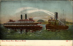 New York Fire Boat At Drill Postcard