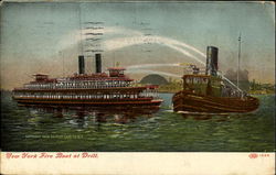 New York Fire Boat At Drill Postcard Postcard