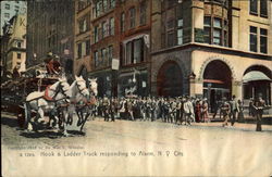 Hook & Ladder Truck Responding To Alarm New York City, NY Postcard Postcard