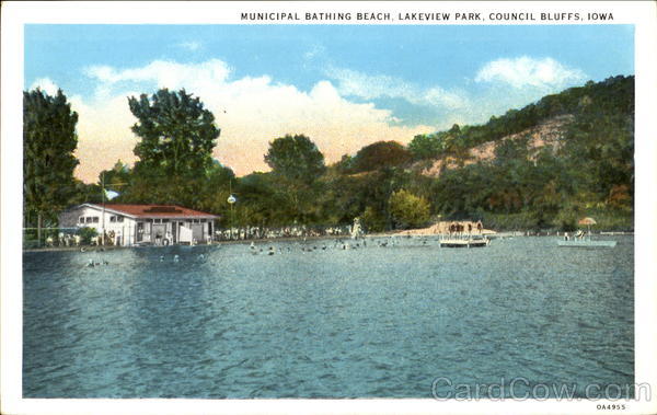 Municipal Bathing Beach, Lakeview Park Council Bluffs Iowa