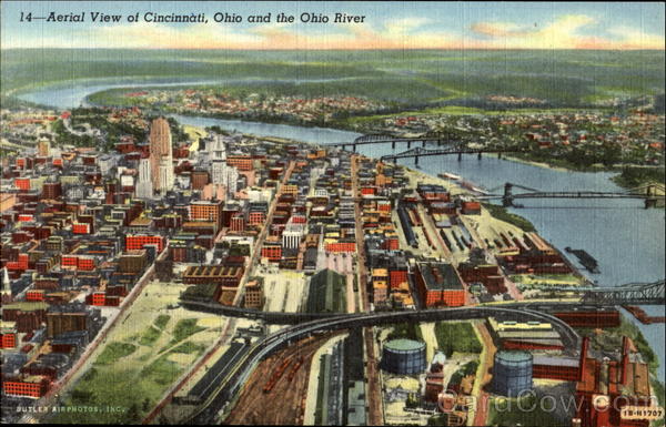 Aerial View Of Cincinnati And The Ohio River