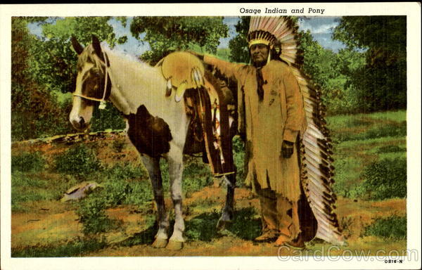 Osage Indian And Pony Native Americana