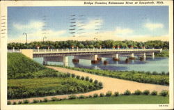 Bridge Crossing Kalamazoo River Postcard