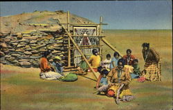 Weaving A Navajo Rug Postcard