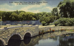 Island Park Scene Geneva, IL Postcard Postcard