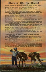 Mornin On The Desert Cowboy Western Postcard Postcard