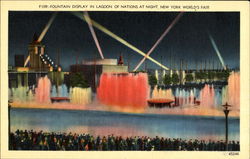 Fountain Display In Lagoon Of Nations At Night Postcard