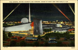General Motors Highways And Horizons Exhibit By Night Postcard