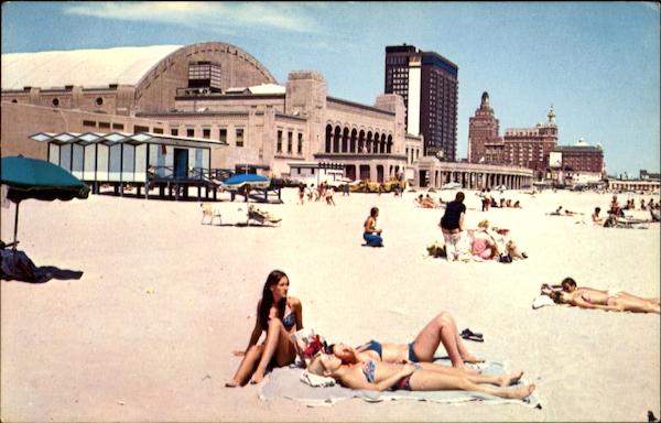 Visitors Relax On White Silver Sands Atlantic City New Jersey