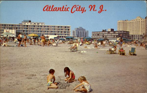 Children Playing On Beach Atlantic City New Jersey