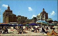 Bathing Beach And Luxury Hotels Postcard