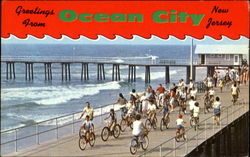 Bicycling On The Boardwalk Postcard