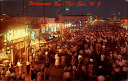 Boardwalk At Night Wildwood, NJ Postcard Postcard