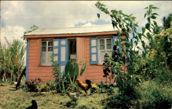 Gaily Painted Antigua House St. Johns Caribbean Islands