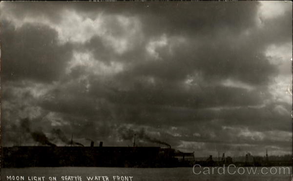 Moon Light On Waterfront Seattle Washington