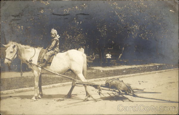 Indian Child on Horseback Salamanca New York Native Americana