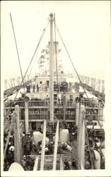 Ship's Deck Lots of People Postcard