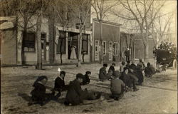 Children Sledding Millinery Shop Postcard