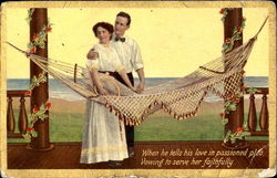 When He Tells His Love In Passioned Plea Vowing To Serve Her Faithfully Postcard