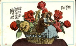 This Basket Of Roses And Love For You Postcard