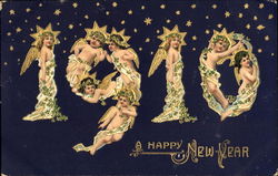 A Happy New Year 1910 Postcard