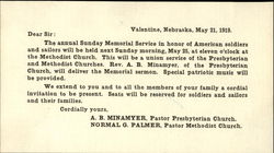 1919 Soldiers and Sailors Memorial Notice Postcard