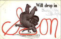 Will Drop In Soon Black Americana Postcard Postcard