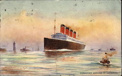 Cunarder Arriving At Liverpool Boats, Ships Postcard Postcard
