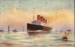 Cunarder Arriving At Liverpool Postcard