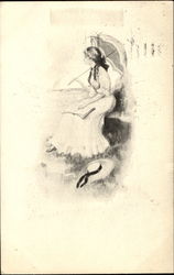 Woman with Parasol Postcard