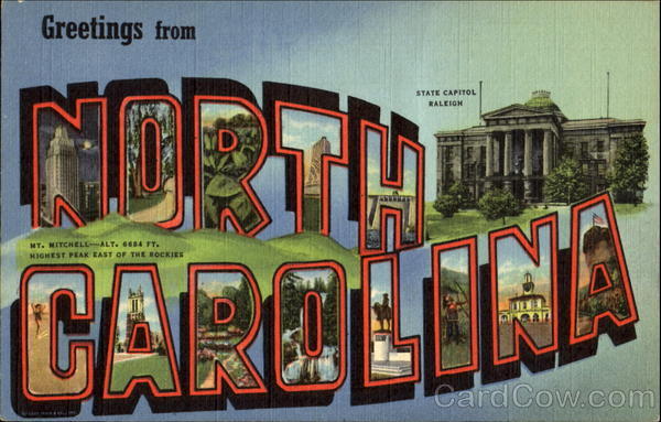 Greetings From North Carolina Large Letter