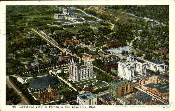 Bird's Eye View Of Portion Of Salt Lake City Utah