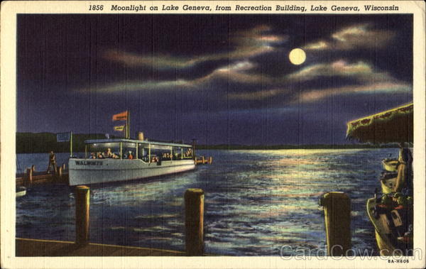 Moonlight On Lake Geneva From Recreation Building Wisconsin