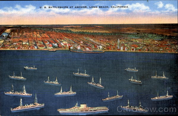 U. S. Battleships At Anchor Long Beach California