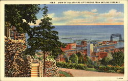 View Of Duluth And Lift Bridge Minnesota Postcard Postcard