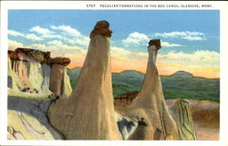 Peculiar Formations In The Bad Lands Glendive, MT Postcard Postcard