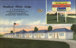 Nordland Motor Lodge, U. S. Routes 22 & 72, 22 Miles East, 6 Miles North of Lebanon Postcard