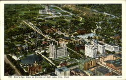 Bird's Eye View Of Portion Of Salt Lake City Postcard