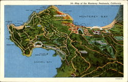 Map Of The Monterey Peninsula California Postcard Postcard