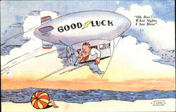 Good Luck Blimp Aircraft Postcard Postcard