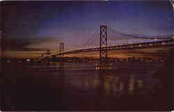 Bay Bridge At Night San Francisco, CA Postcard Postcard