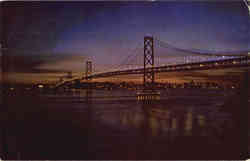 Bay Bridge At Night Postcard